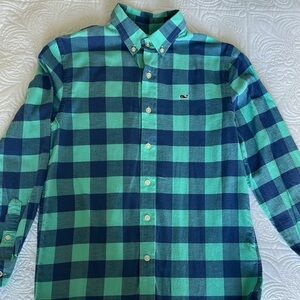 Vineyard Vines Teal and Navy Checkered Shirt
